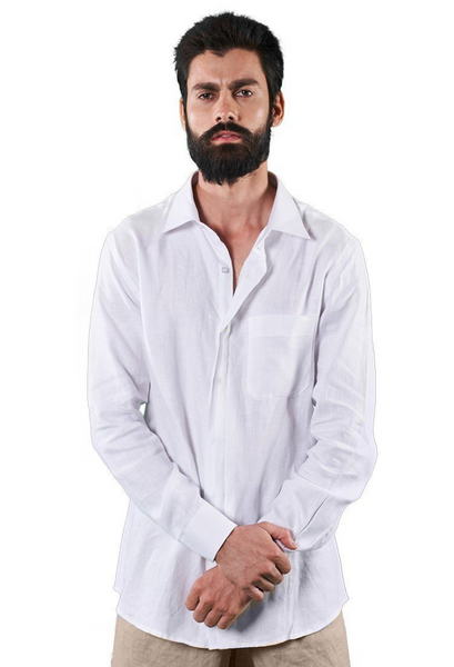 Front Pleated Shirt - White - Hemp Republic
