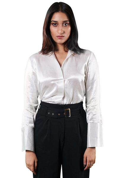 Luxe Silken Shirt - Pearl White - Hemp Republic