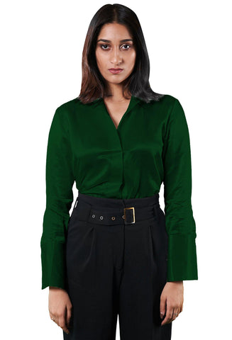 Luxe Silken Shirt - Green - Hemp Republic