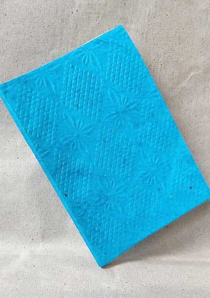 Floral Embossed Cover Notebook - Blue